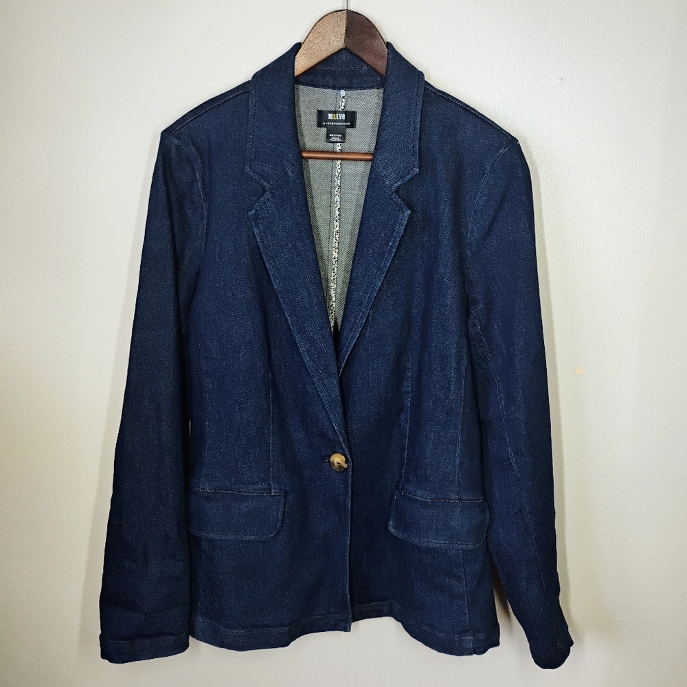 Maeve Anthropologie‎ Tailored Denim Blazer Womens Medium Office Business Casual - Picture 2 of 16